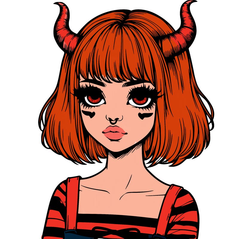 realistic girl with horns