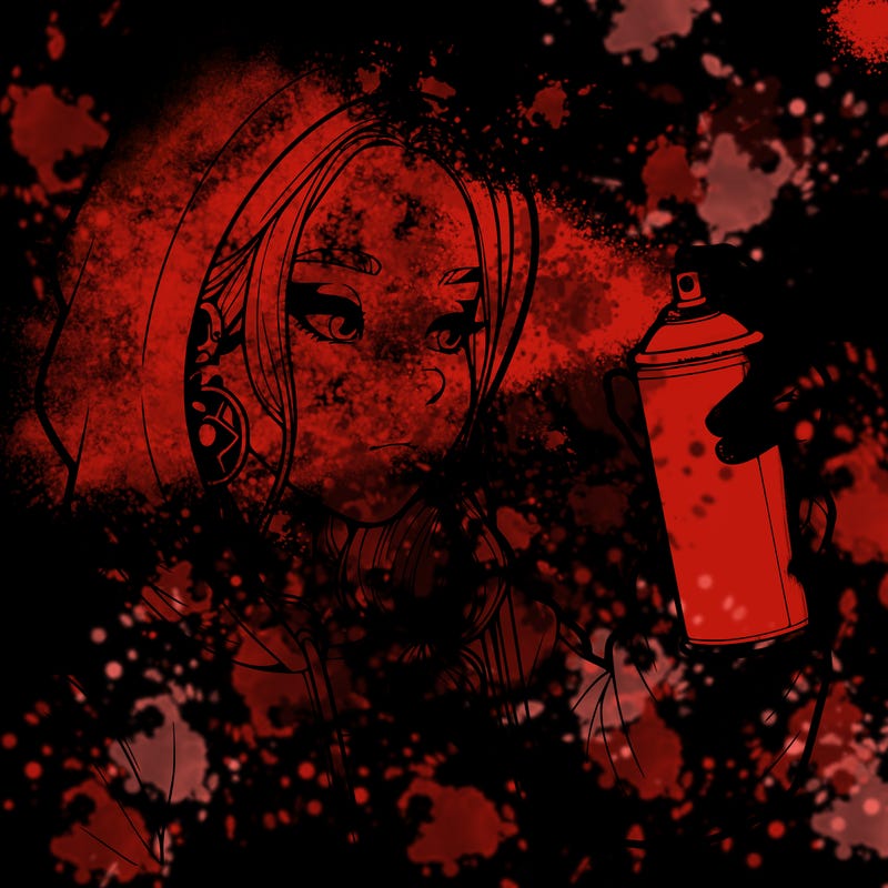 a realistic girl, spray painting