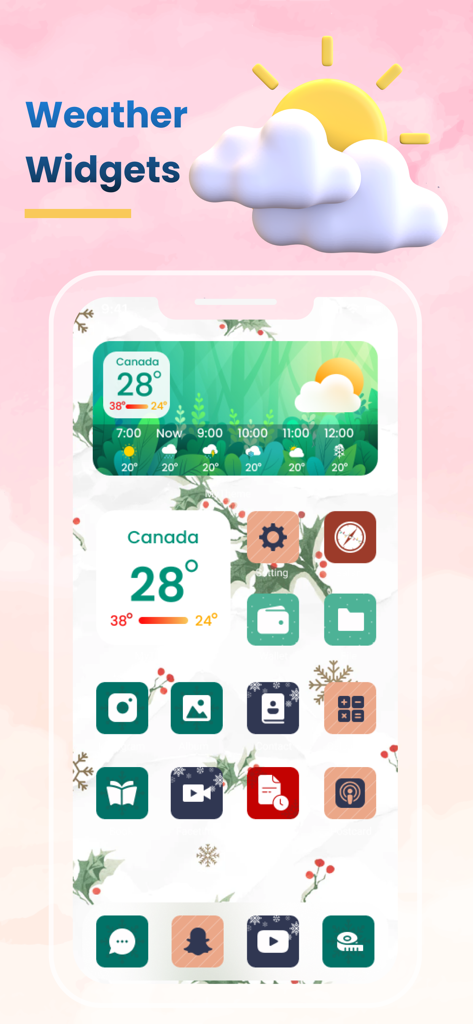 Weather Widget: Live Radar App - Customizable weather widgets and aesthetic app icons on an iPhone home screen