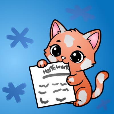 a small cat with a blank sheet of paper in its hand. the cat is sooooooo cute!