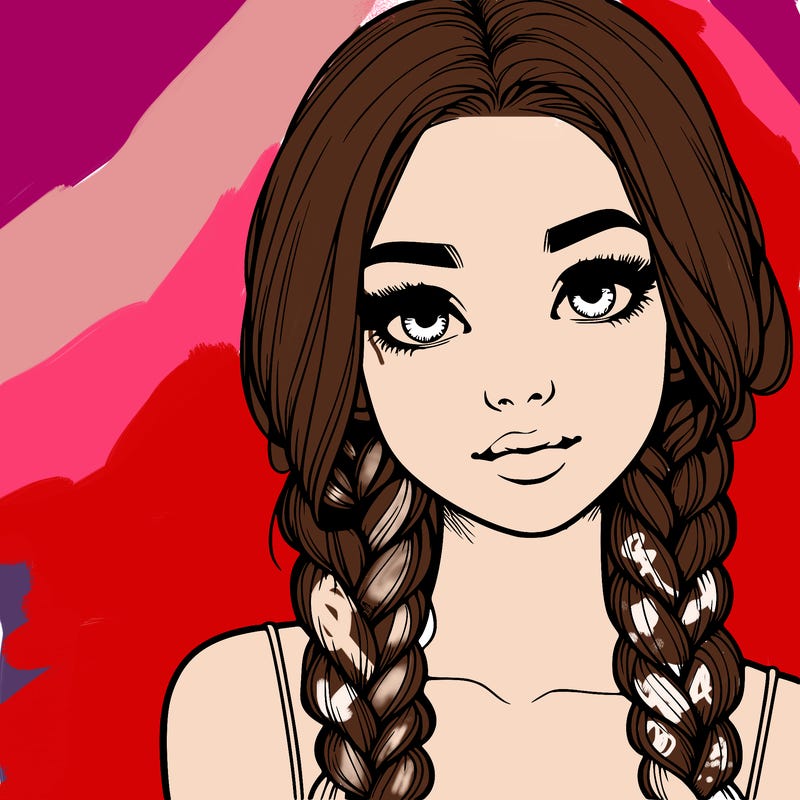 realistic girl with braids