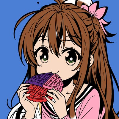 anime eating waffle