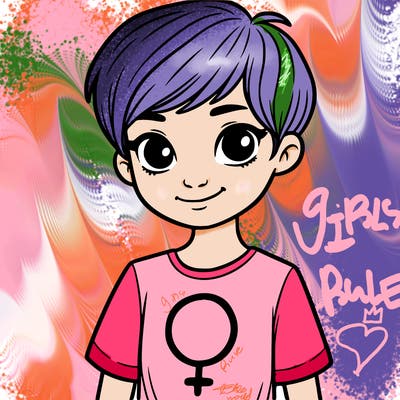 girl with pixie cut and feminist shirt
