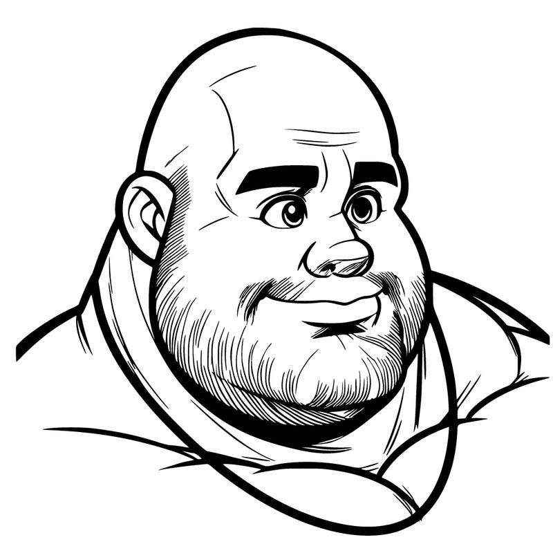 realistic fat bald man