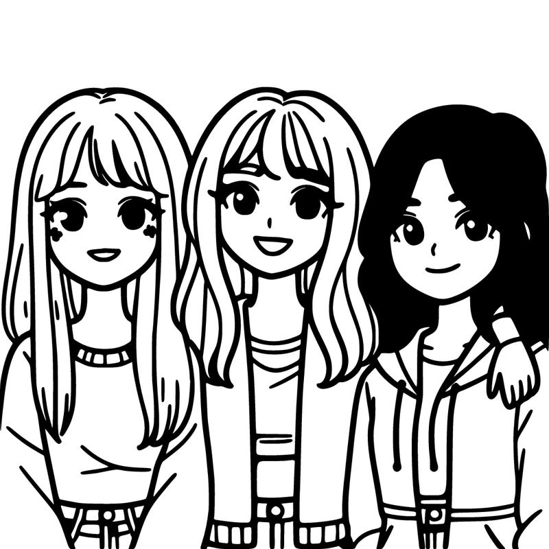 three friends hanging out girls