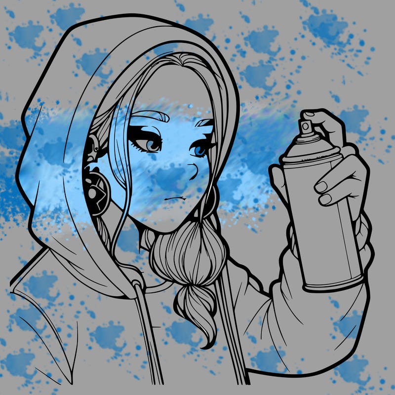 a realistic girl, spray painting