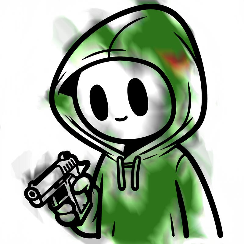a guy wearing a hoddie with a gun