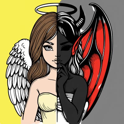 realistic angel half demon