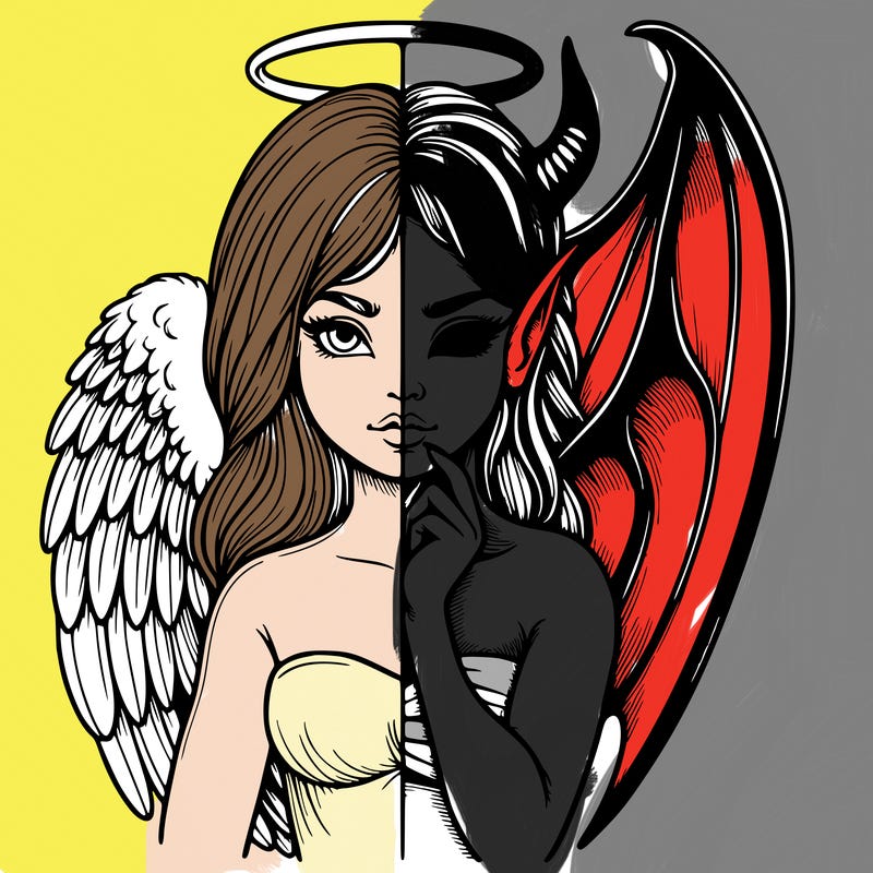 realistic angel half demon