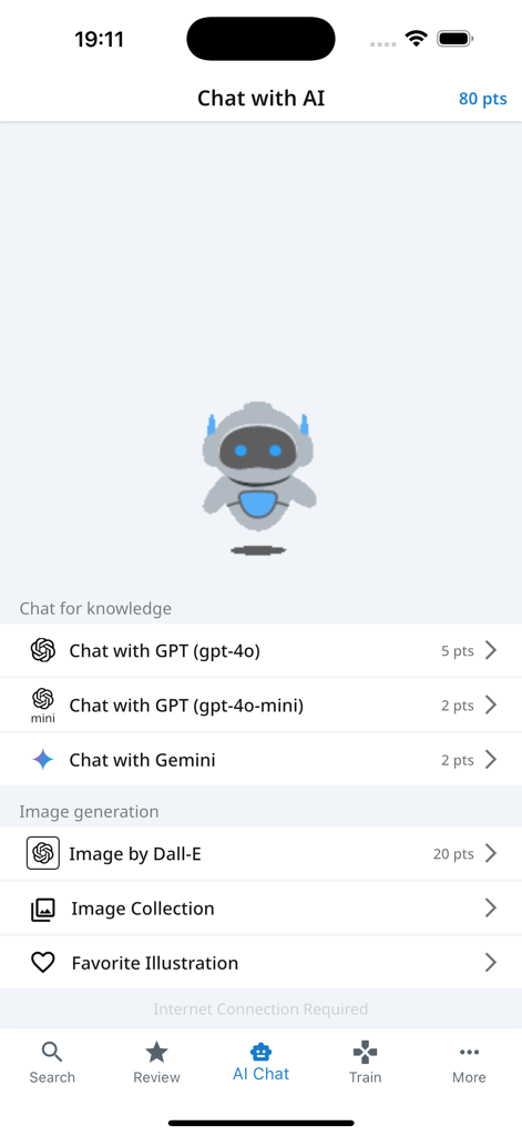 Thai Fast Dictionary - AI chat interface of Thai Fast Dictionary app featuring GPT and Gemini models