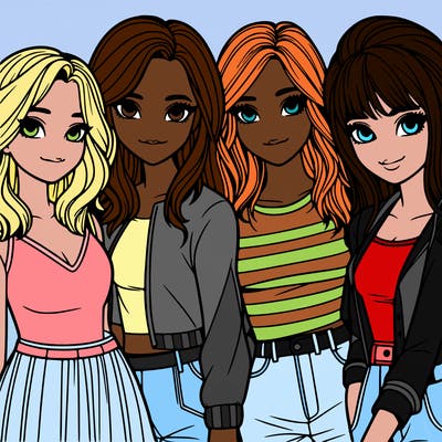 a group of girls realistic