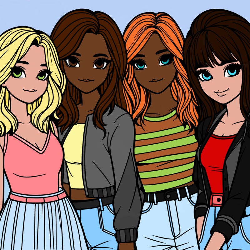 a group of girls realistic