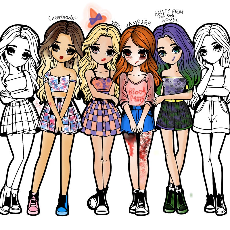 a group of girls realistic