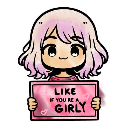 a cute girl holding a sign that says like if you’re a girl