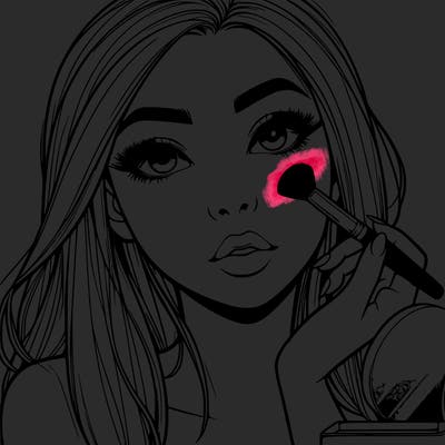 realistic girl doing her makeup