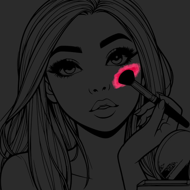 realistic girl doing her makeup