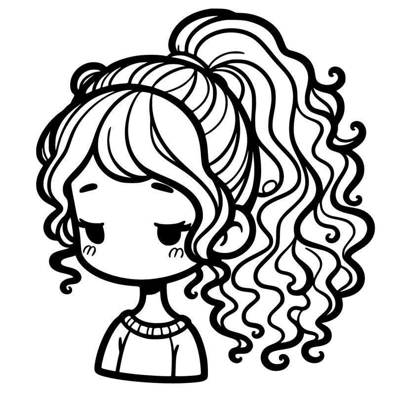 a girl with a low curly ponytail