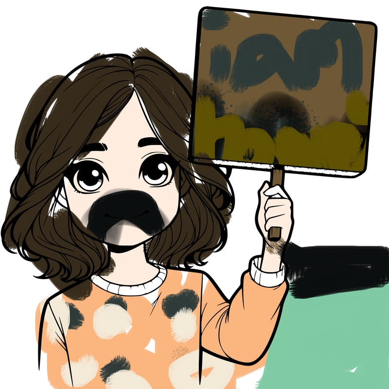 realistic girl holding up a sign