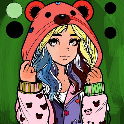 realistic girl in a animal pjs hoodie