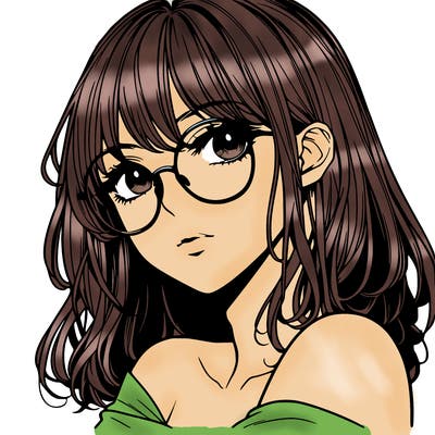 manga woman character with glasses and nice lips