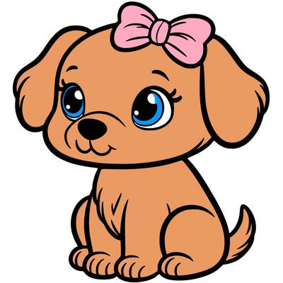 a puppy with a bow