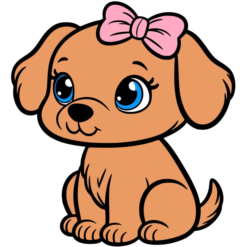 a puppy with a bow