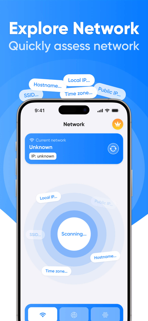 Interfaz de una aplicación analizadora de WiFi escaneando una red.