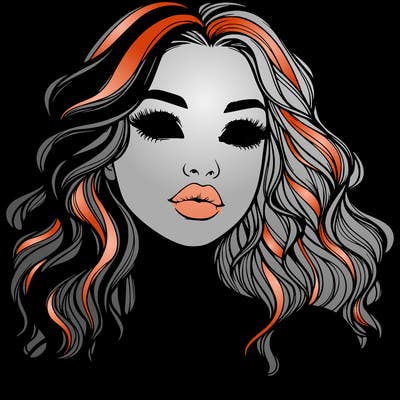 realistic girl with wavy hair and lips