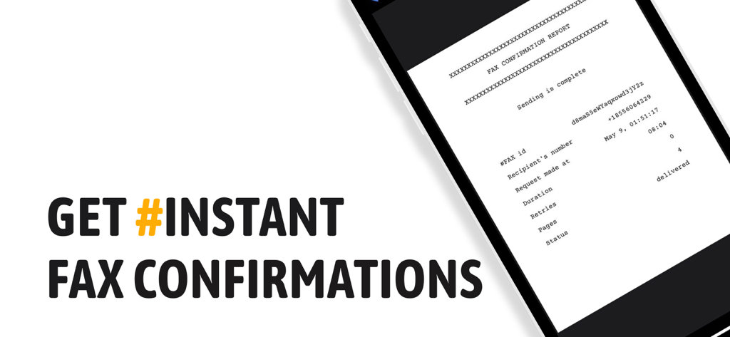 A smartphone displaying a digital fax confirmation report with a delivered status.