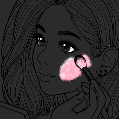 a realistic girl doing her makeup