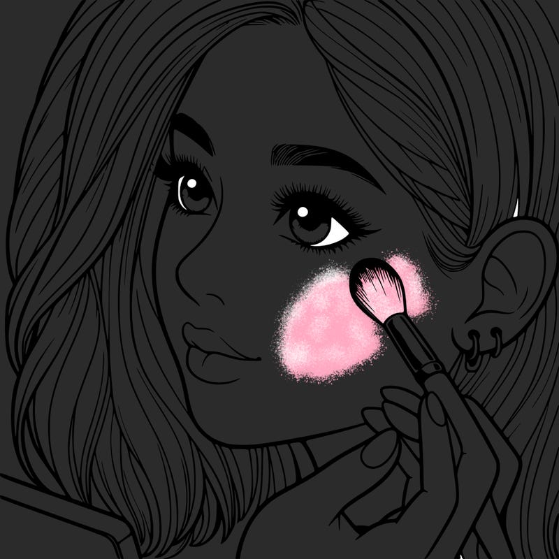 a realistic girl doing her makeup