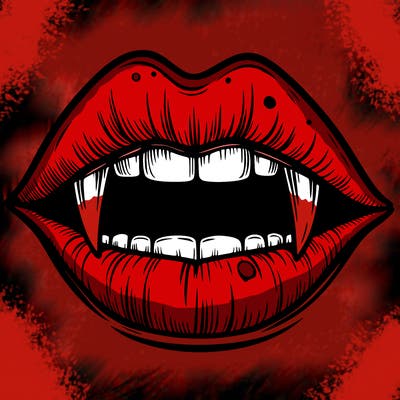 lips with vampire teeth