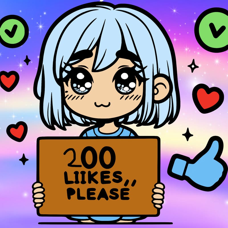 a girl with a sign saying 100 likes, please