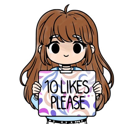 girl holding a sign saying 10 likes please