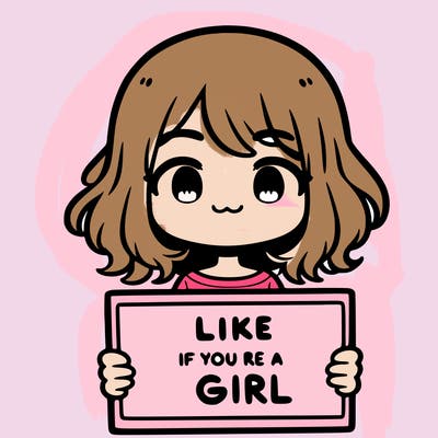 a cute girl holding a sign that says like if you’re a girl