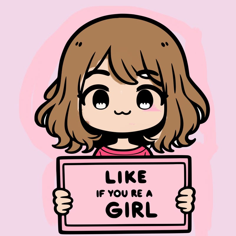 a cute girl holding a sign that says like if you’re a girl