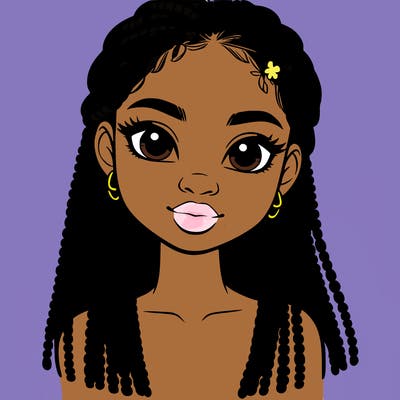 a realistic black girl with braids
