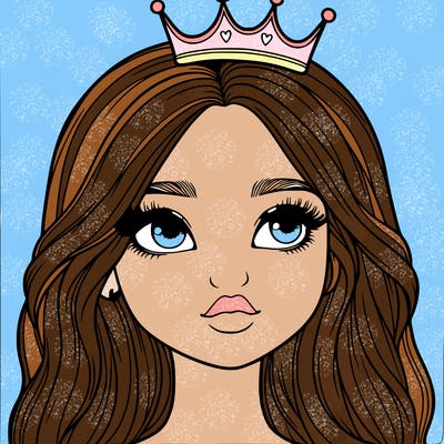 a realistic girl with a crown on