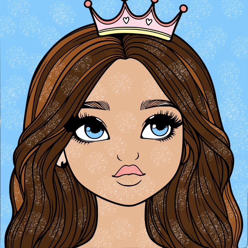 a realistic girl with a crown on