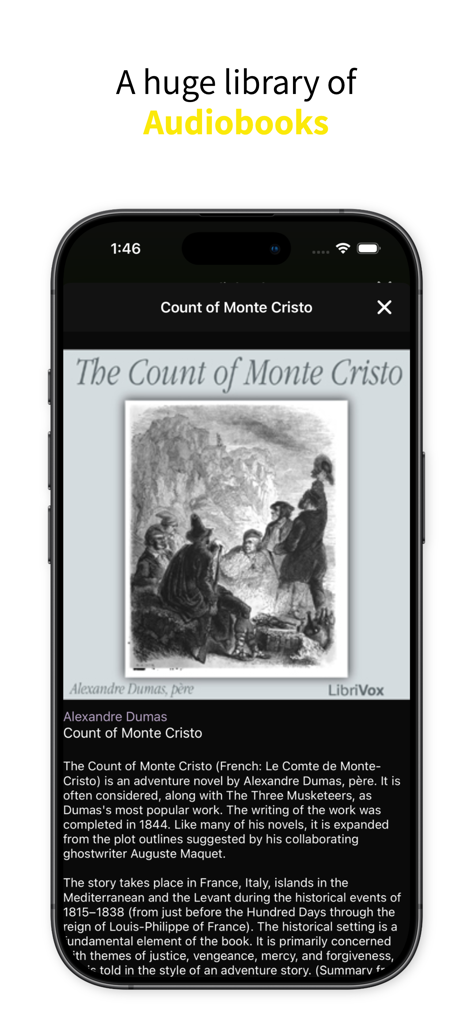 Listen Repeat - AB Repeat - Pantalla de la aplicación Listen Repeat que muestra una biblioteca de audiolibros gratuitos para el aprendizaje de idiomas