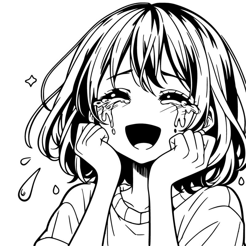 a manga girl crying happy tears