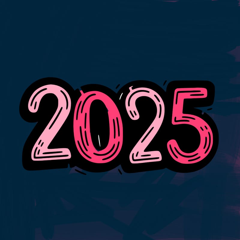 one line scrawled numbers sketch design “2025”