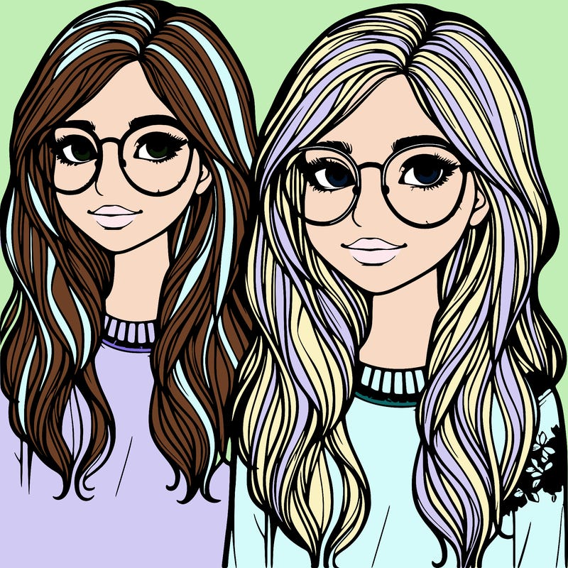 girl with long hair and freckles and glasses realistic