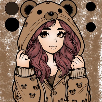 realistic girl in a animal pjs hoodie