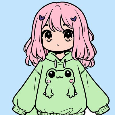 girl wearing frogging sweatshirt
