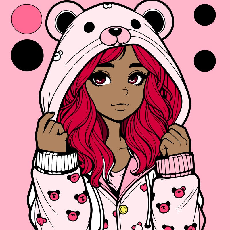 realistic girl in a animal pjs hoodie