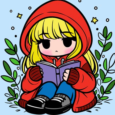 girl in oversized hoodie reading a book