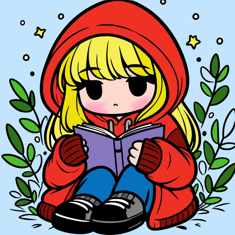 girl in oversized hoodie reading a book