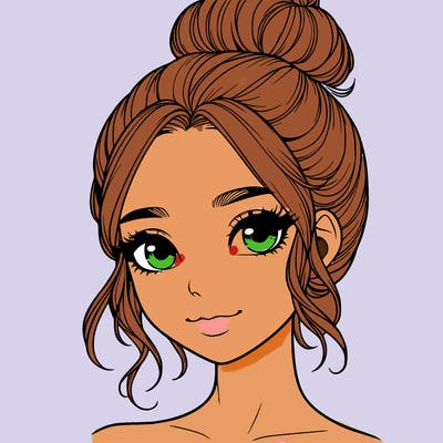 realistic pretty girl with hair in bun