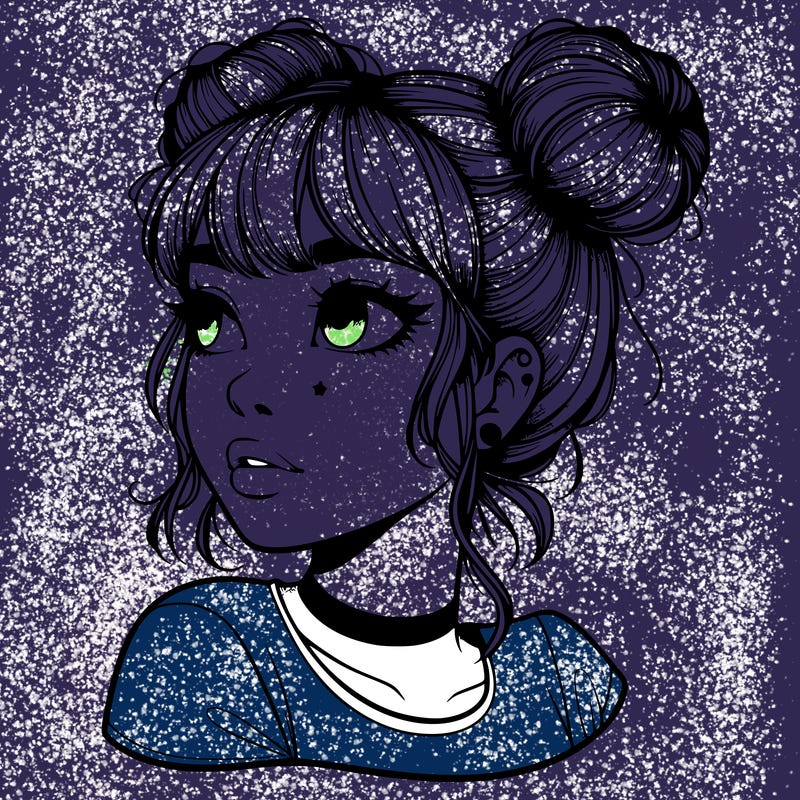 realistic girl with spacebuns